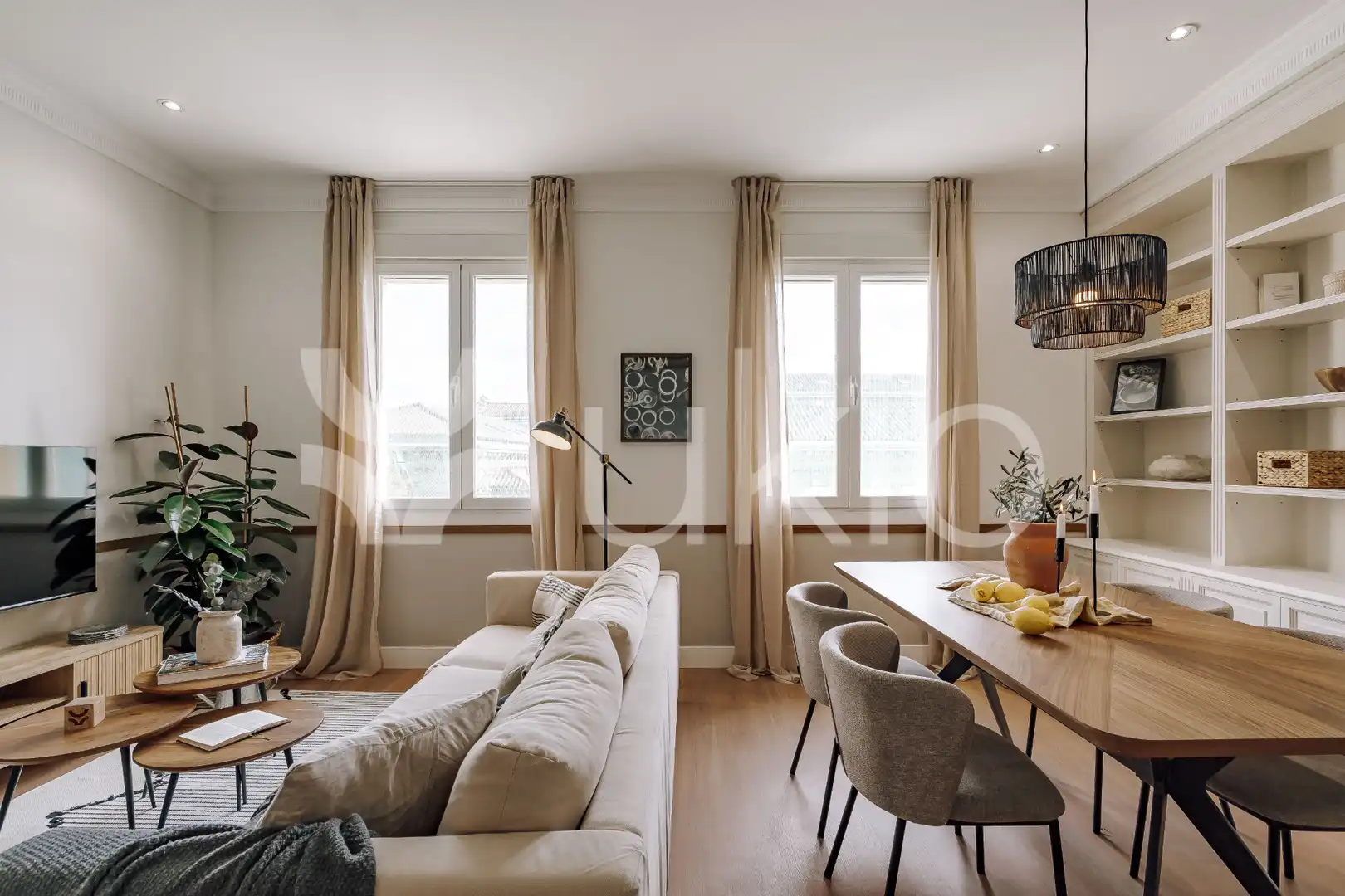 Wohnzimmer von Wohnungen zur Miete in Madrid mit Klimaanlage, Heizung und Terrasse