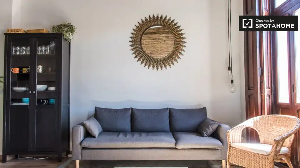 Living room of Flat for rent in Valencia  with Air Conditioner, Heating and Furnished