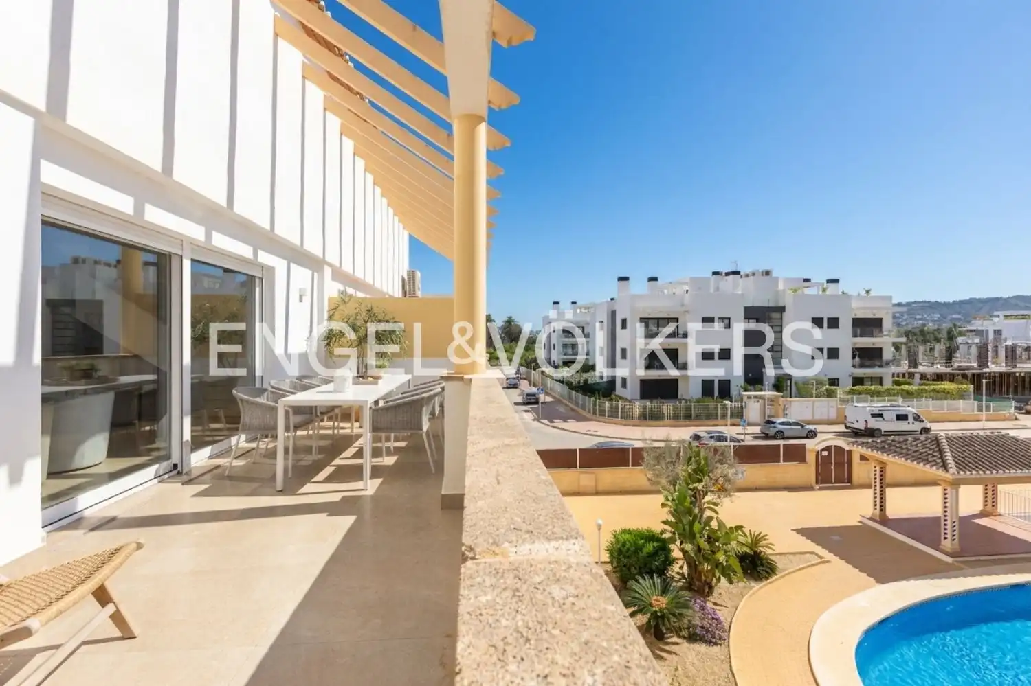 Terrasse von Wohnung zum Verkauf in Jávea / Xàbia mit Klimaanlage, Heizung und Schwimmbad