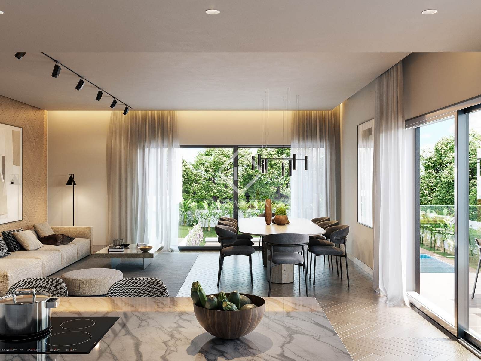 Living room of Flat for sale in  Madrid Capital  with Air Conditioner, Private garden and Terrace