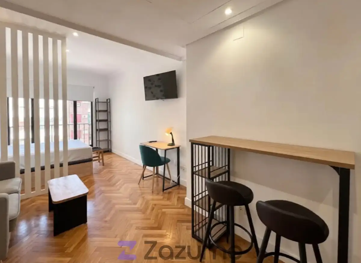 Sala de estar de Estudio de alquiler en Madrid con Aire acondicionado, Calefacción y Parquet