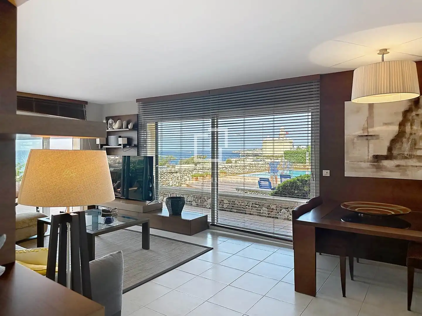 Wohnzimmer von Wohnung zur Miete in Ciutadella de Menorca mit Klimaanlage, Heizung und Privatgarten