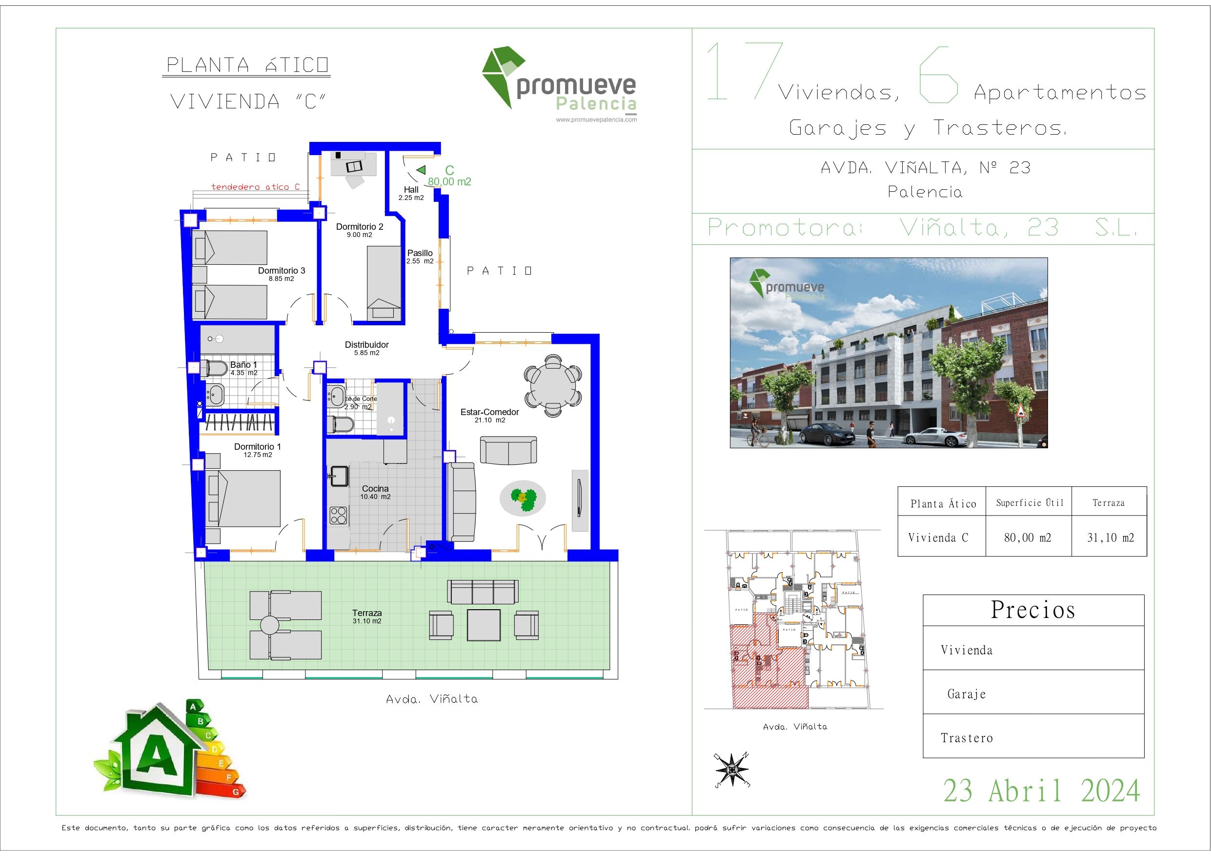 Ático en venta en Palencia Capital con Terraza