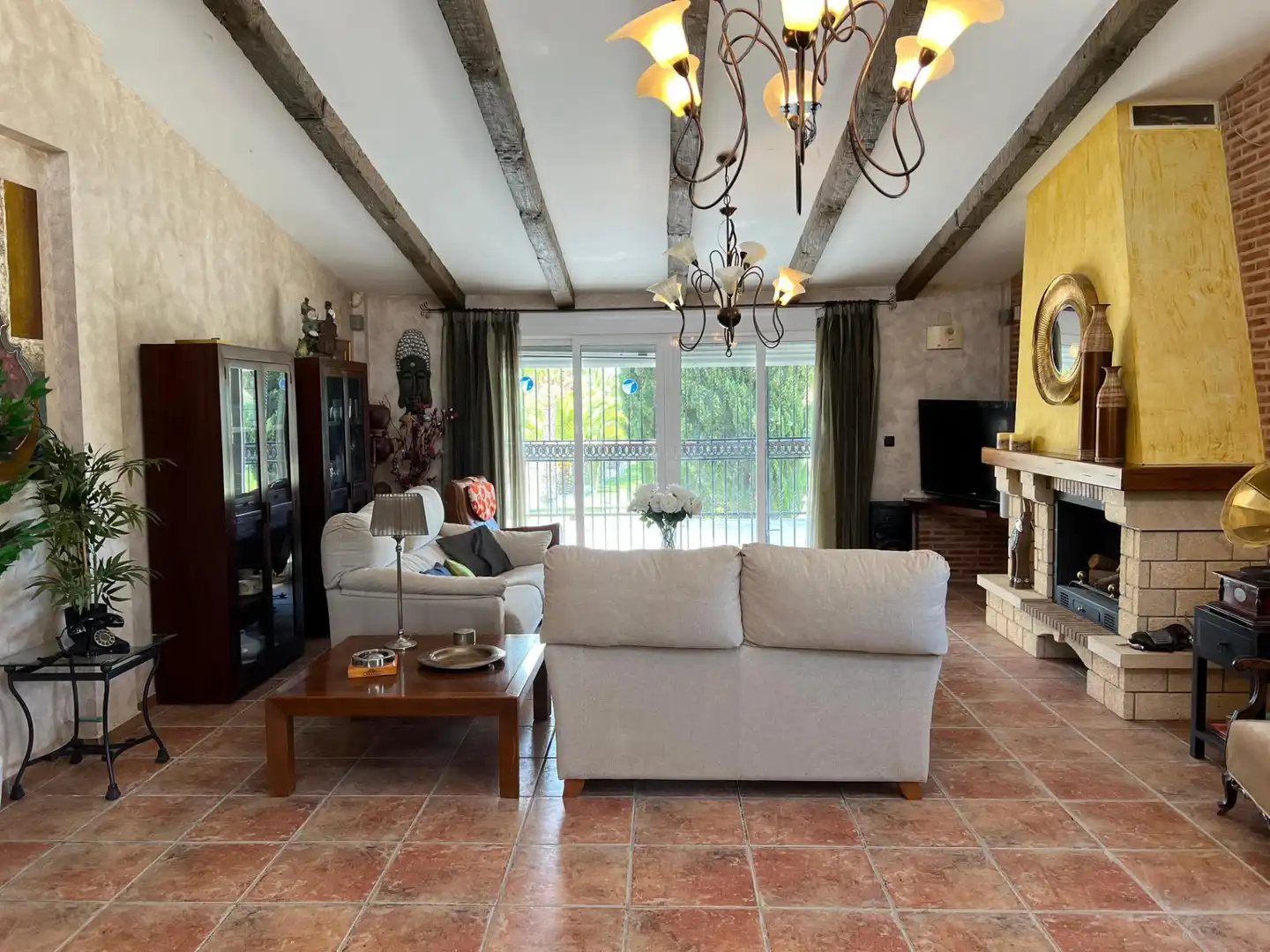 Sala d'estar de Finca rústica en venda en Sax amb Aire condicionat, Jardí privat i Terrassa