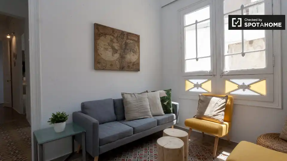 Living room of Flat for rent in Barcelona  with Air Conditioner, Heating and Furnished