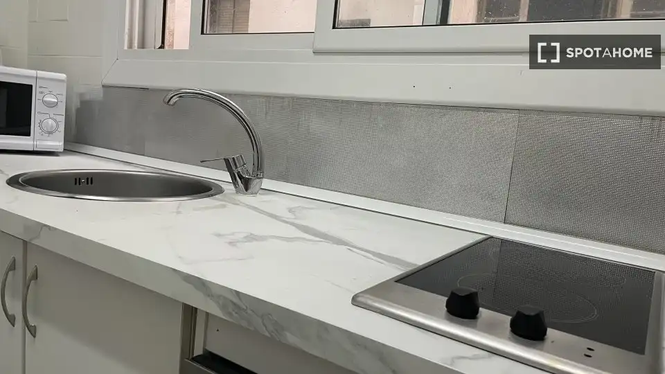 Cuina de Pis de lloguer en Barcelona amb Aire condicionat, Calefacció i Moblat