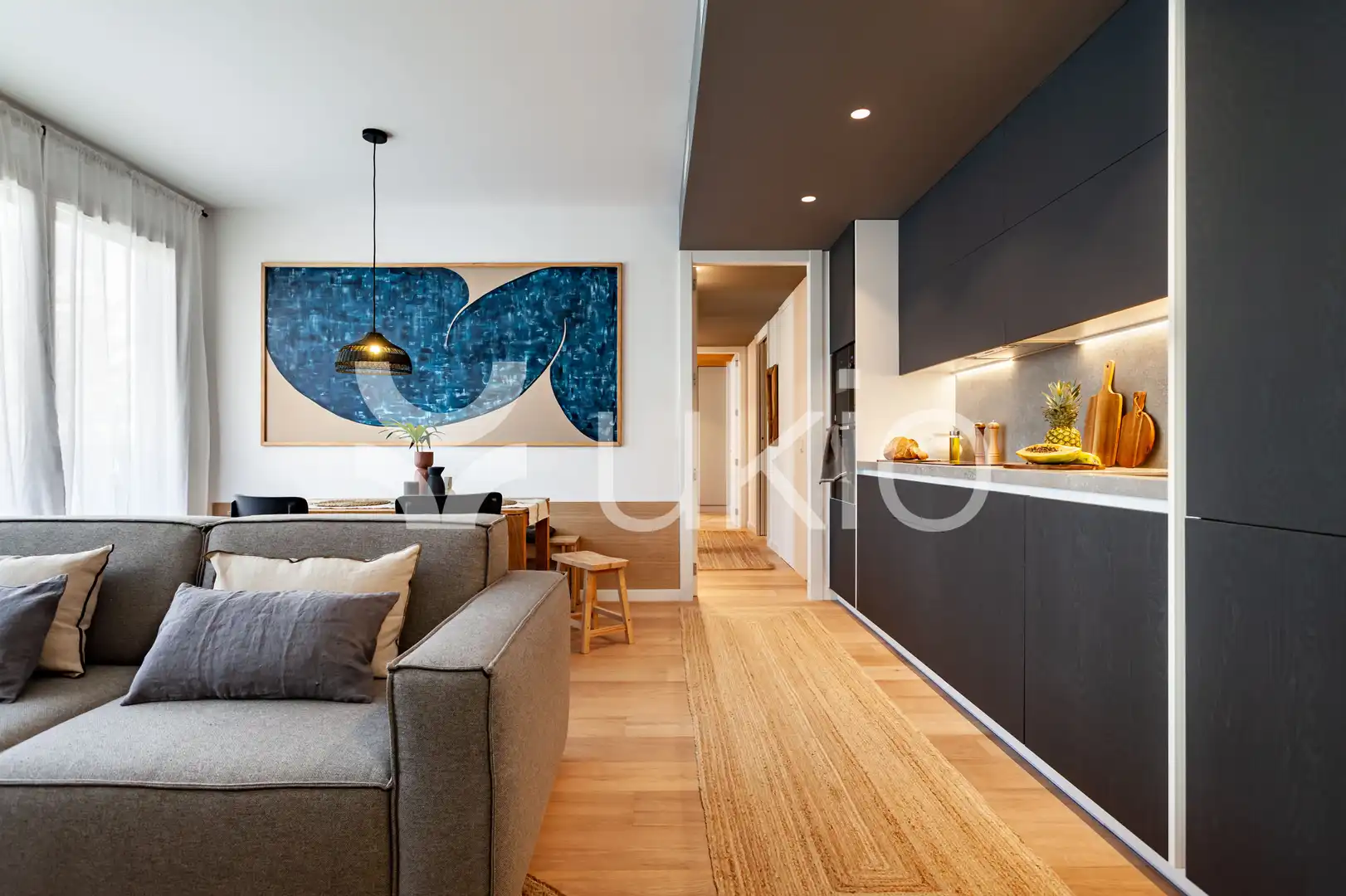 Sala de estar de Apartamento de alquiler en Barcelona con Aire acondicionado, Calefacción y Amueblado