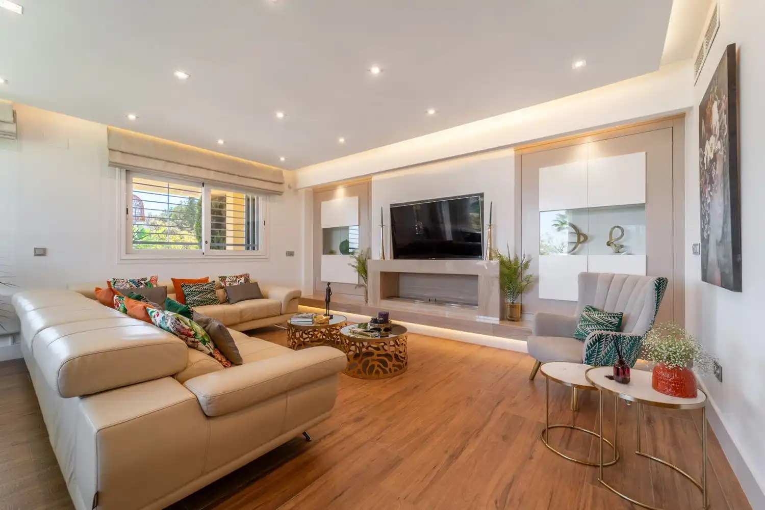 Wohnzimmer von Haus oder Chalet zur Miete in Alhaurín de la Torre mit Klimaanlage, Privatgarten und Terrasse
