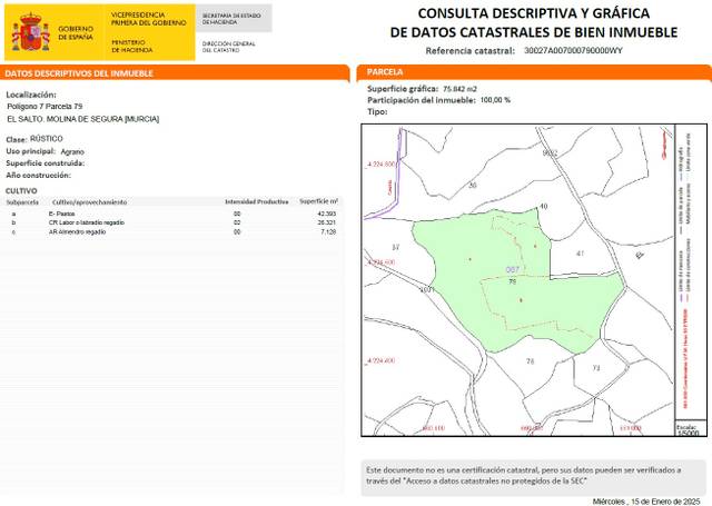 Terreno en Venta en N/A, -1 en El Fenazar - Campotéjar