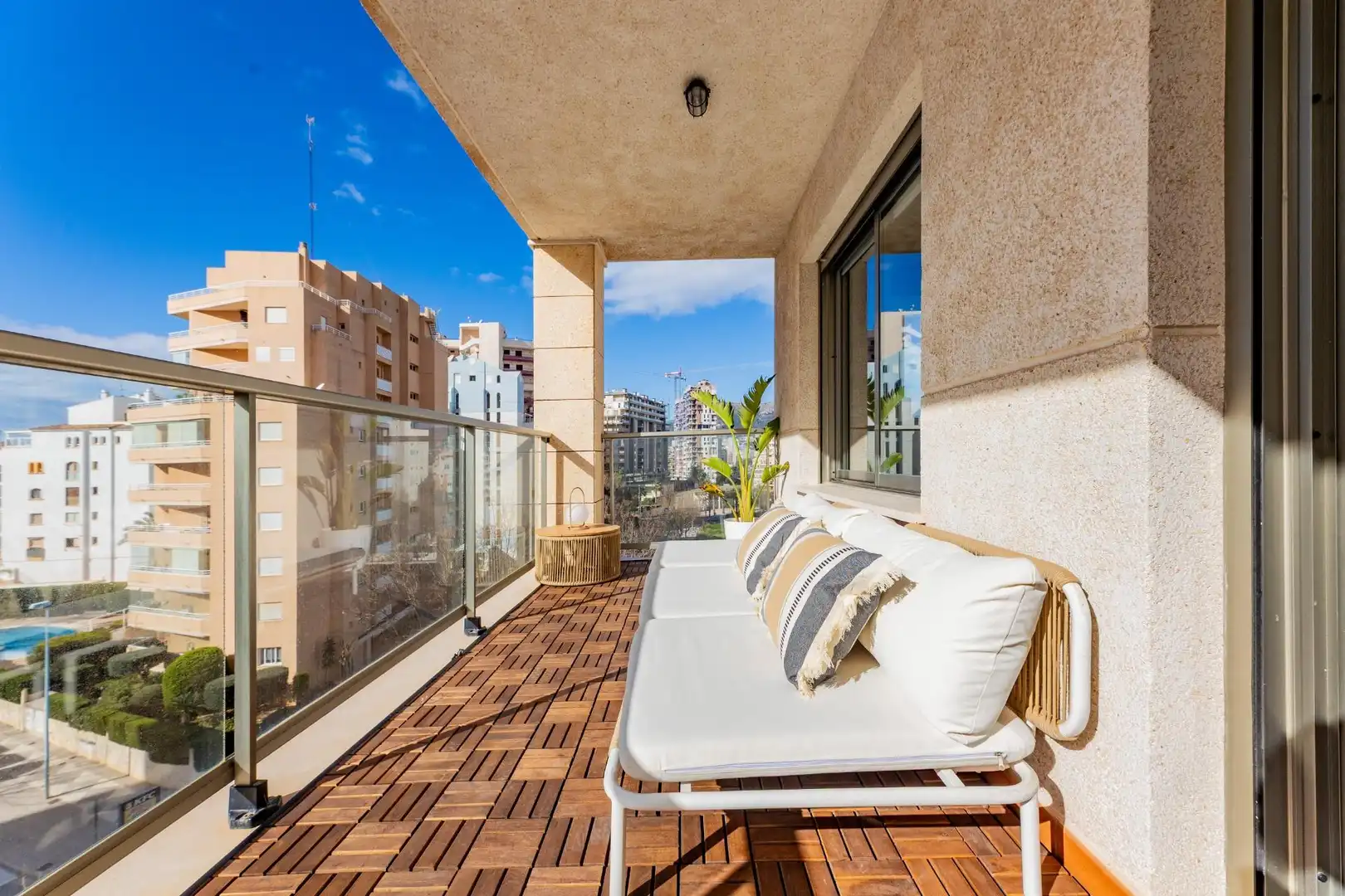 Terrace of Apartments for rent in Calpe / Calp  with Air Conditioner, Parquet flooring and Terrace