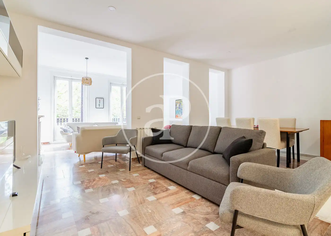 Wohnzimmer von Wohnung zur Miete in Madrid mit Klimaanlage, Heizung und Möbliert