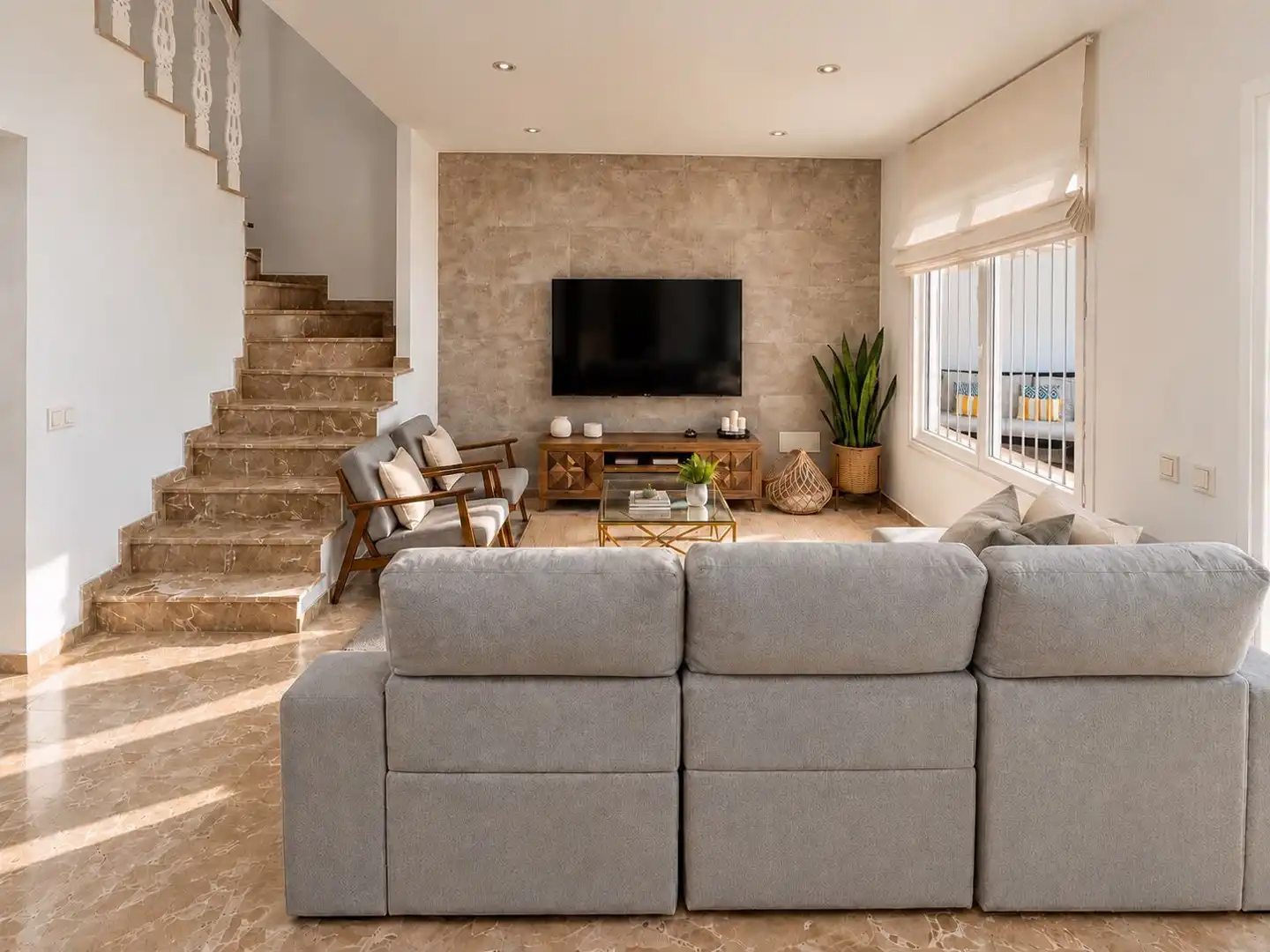 Sala d'estar de Casa adosada de lloguer en Playamar - Benyamina
