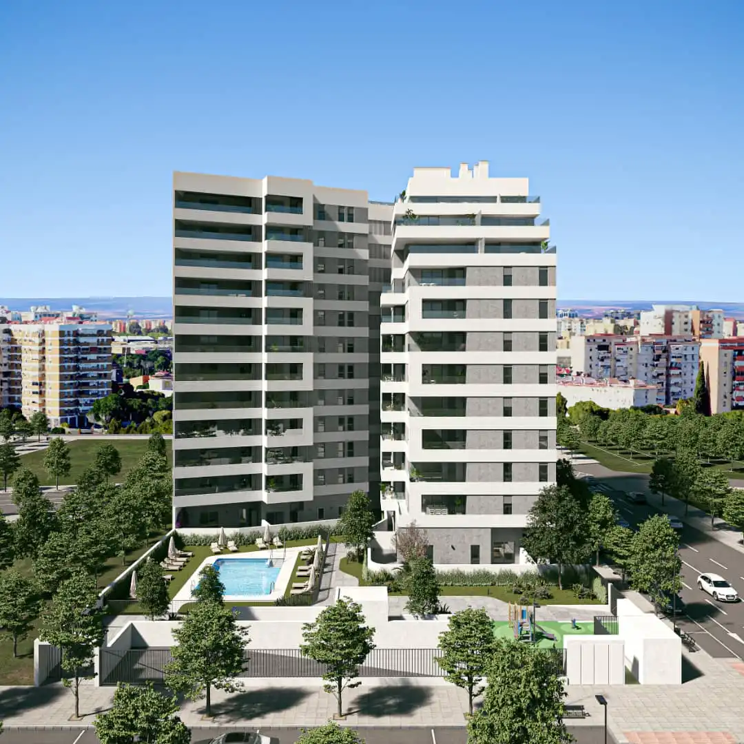 Vista exterior de Pis en venda en  Sevilla Capital amb Aire condicionat, Calefacció i Jardí privat