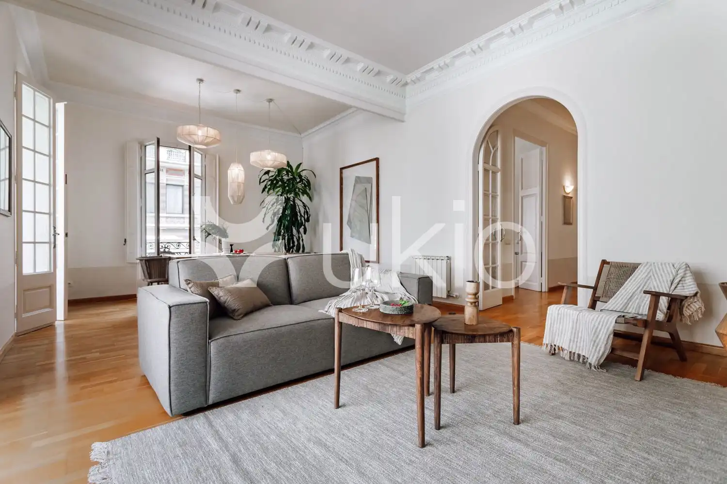 Sala de estar de Apartamento de alquiler en Barcelona con Aire acondicionado, Calefacción y Amueblado