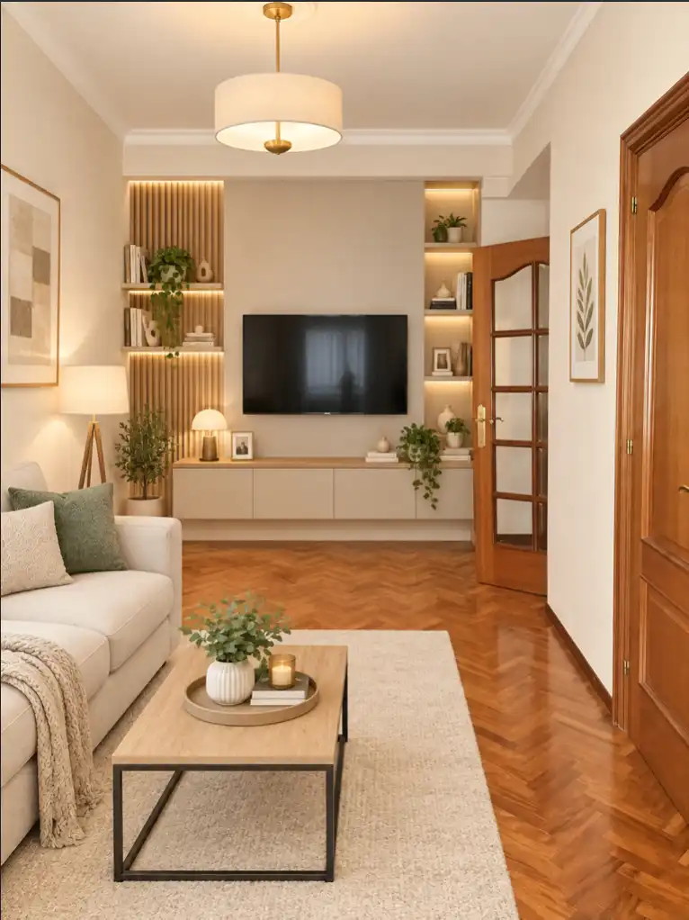 Sala d'estar de Pis en venda en A Coruña Capital  amb Parquet, Terrassa i Moblat