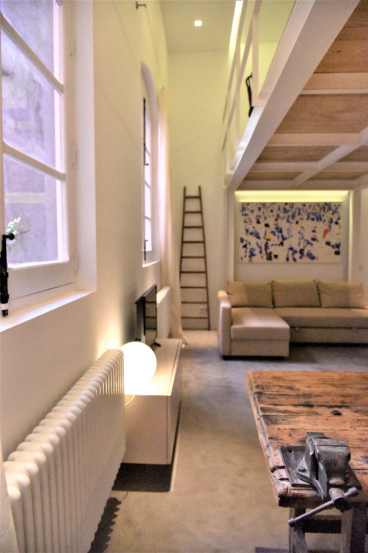 Sala de estar de Loft de alquiler en  Madrid Capital con Aire acondicionado, Calefacción y Parquet