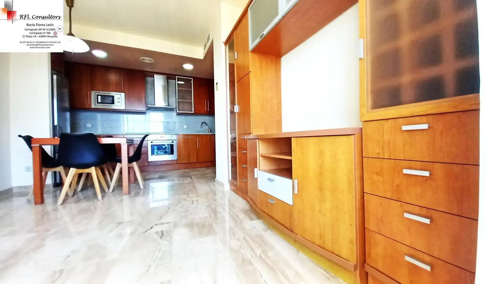 Cocina de Apartamento en venta en L'Ampolla con Terraza, Amueblado y Piscina comunitaria