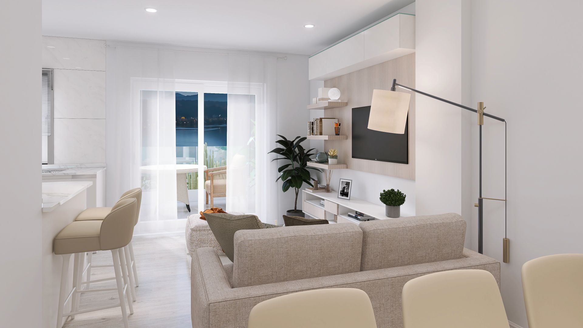 Living room of Flat for sale in Ribeira  with Heating, Parquet flooring and Terrace