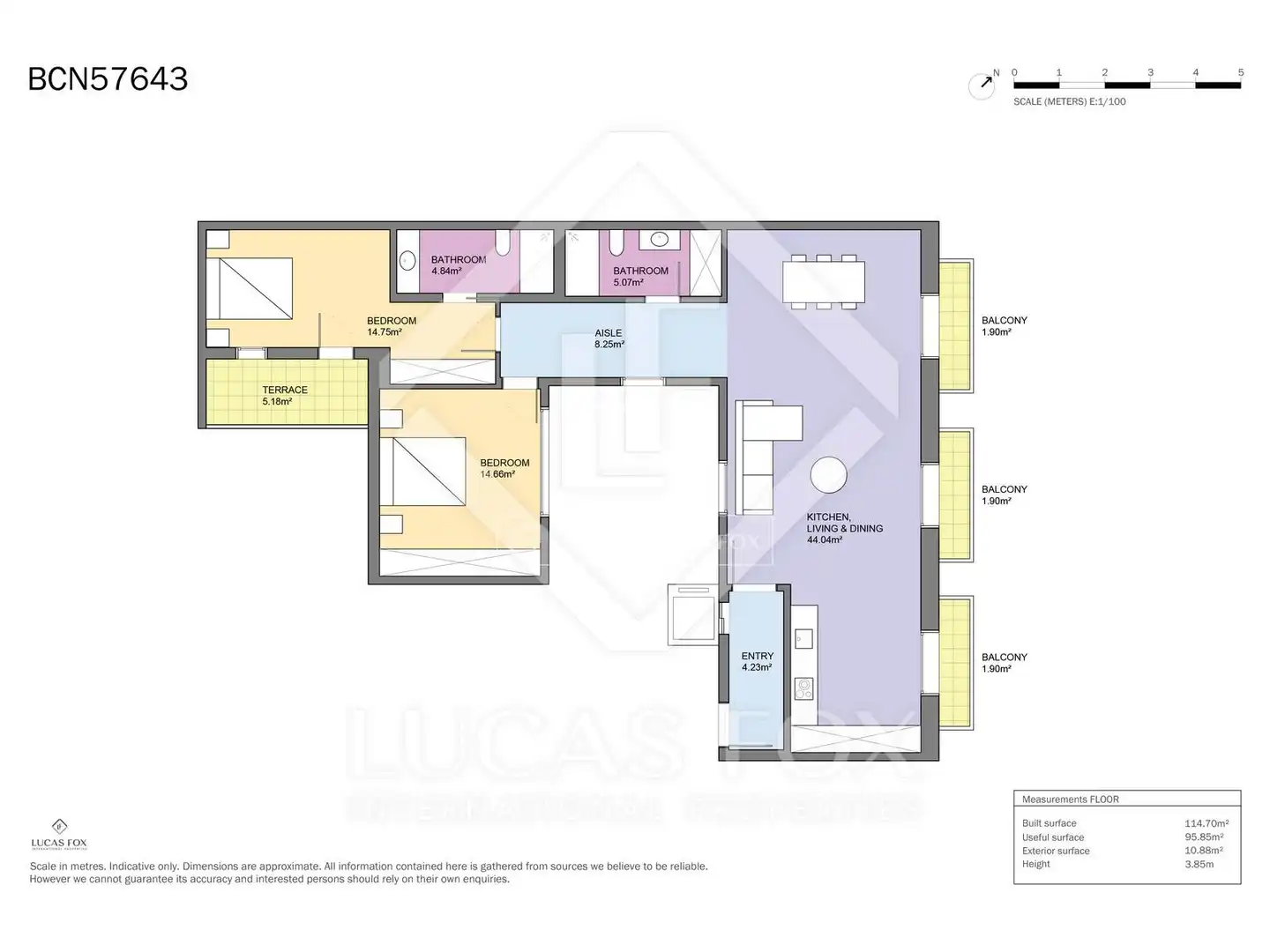 Wohnung zum Verkauf in Barcelona mit Klimaanlage, Heizung und Möbliert