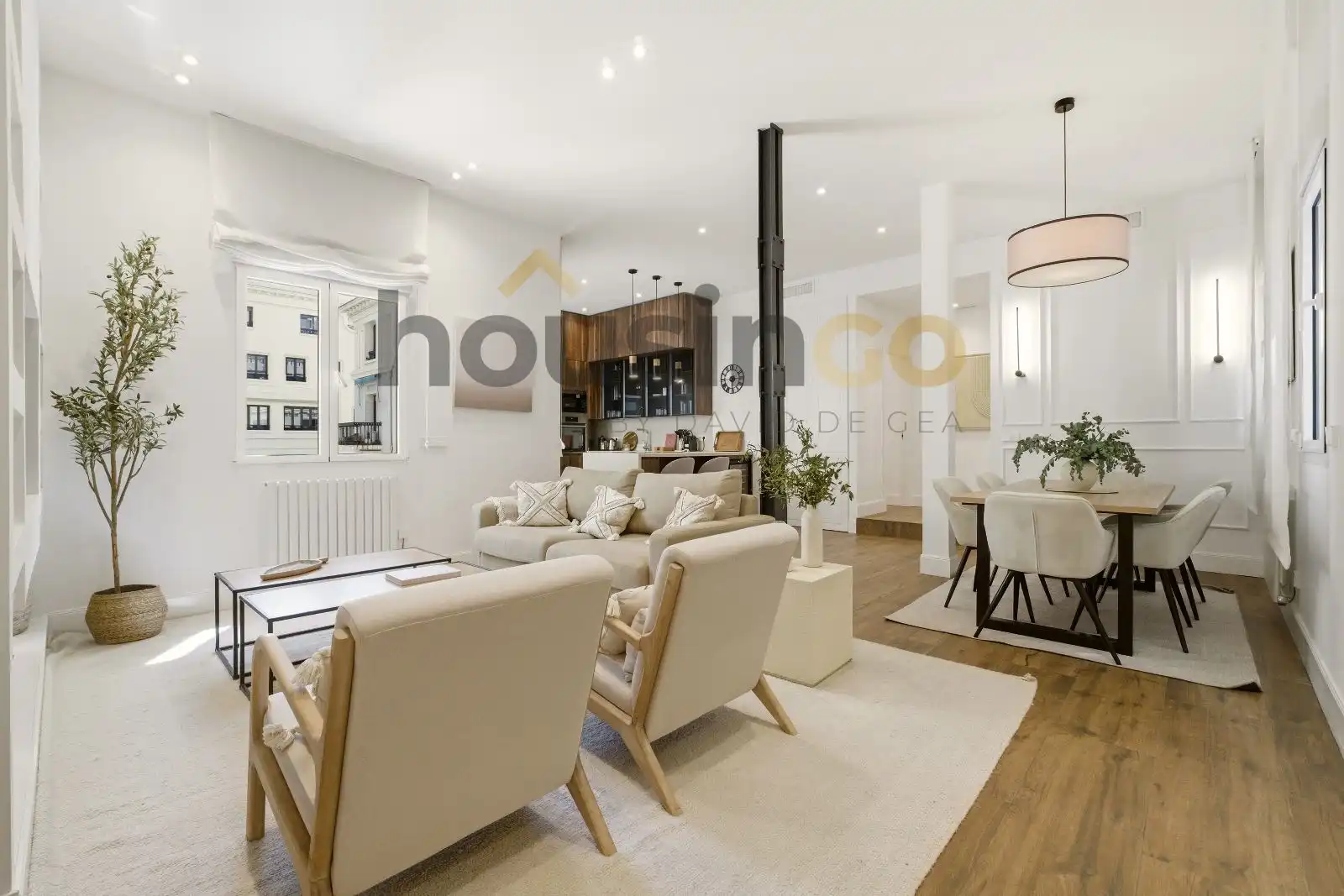 Wohnzimmer von Wohnung zur Miete in Madrid mit Klimaanlage, Heizung und Parkett