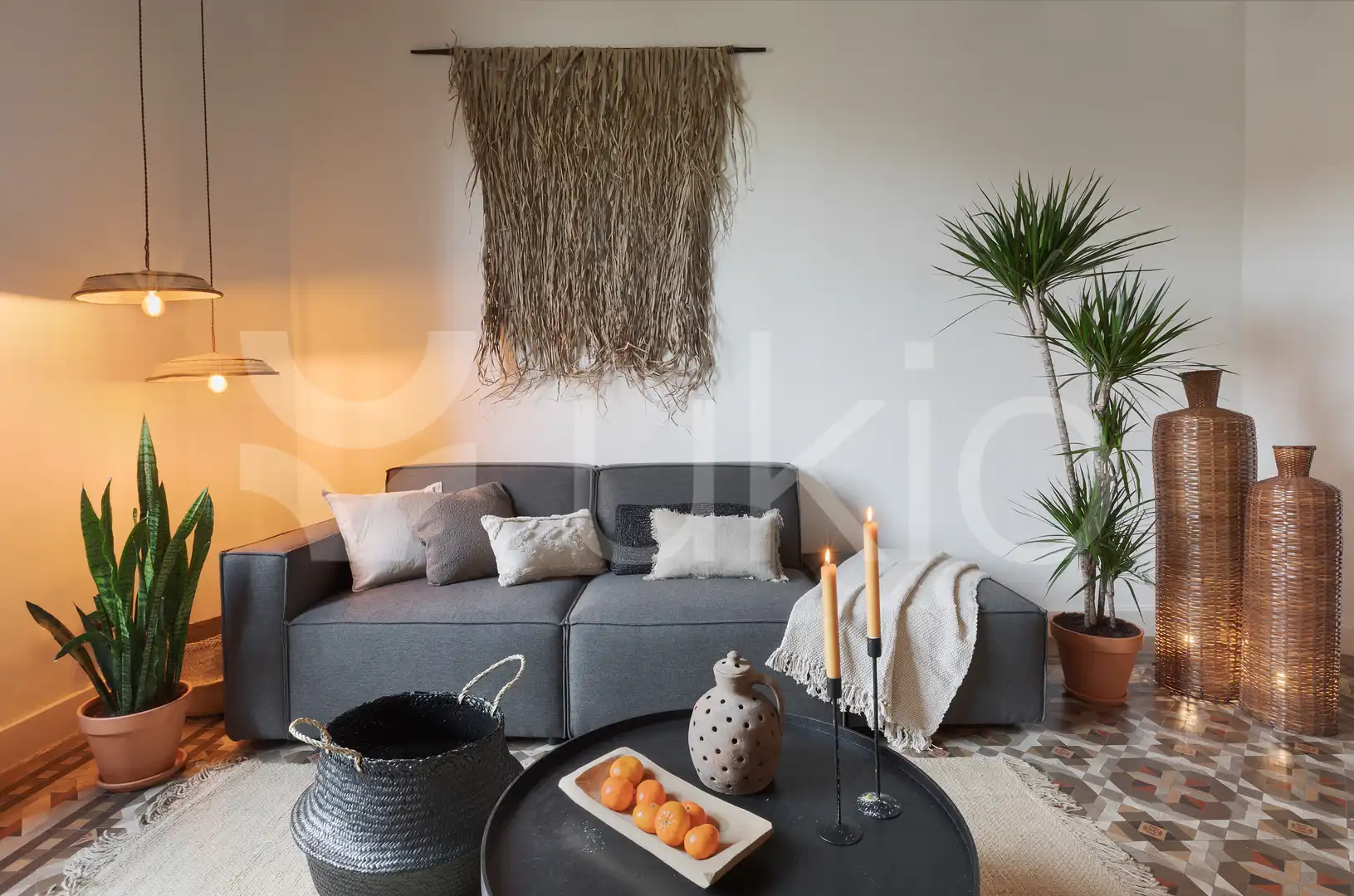 Sala de estar de Apartamento de alquiler en Barcelona con Aire acondicionado, Calefacción y Amueblado