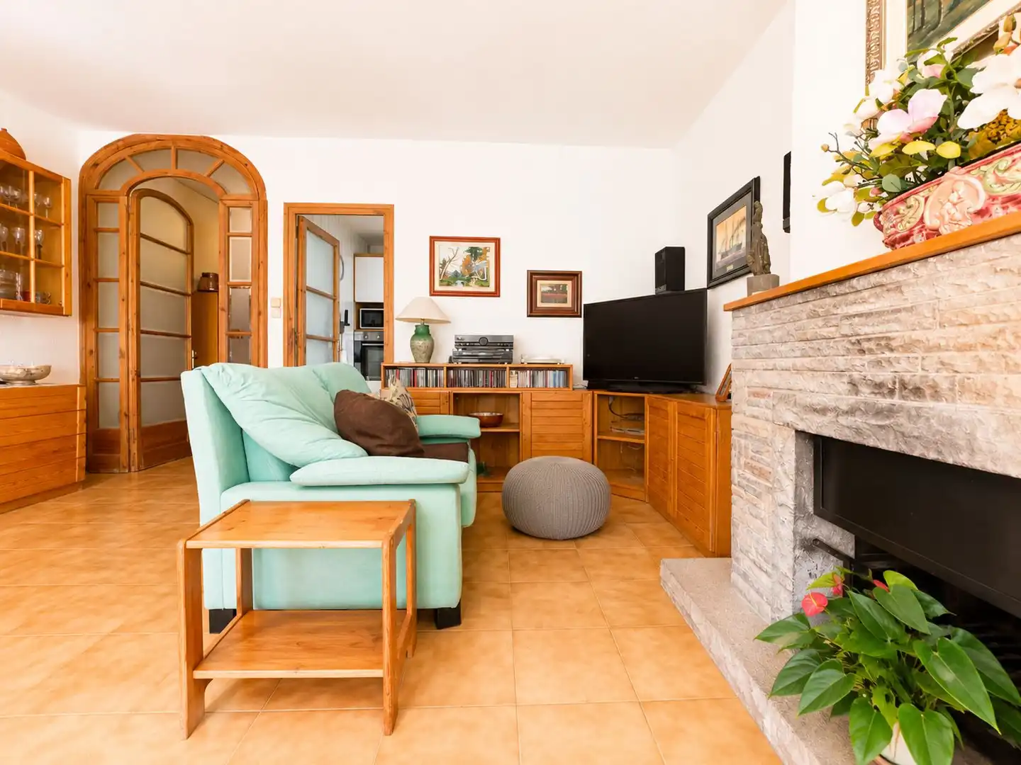 Sala d'estar de Casa adosada en venda en Mataró amb Aire condicionat, Calefacció i Parquet