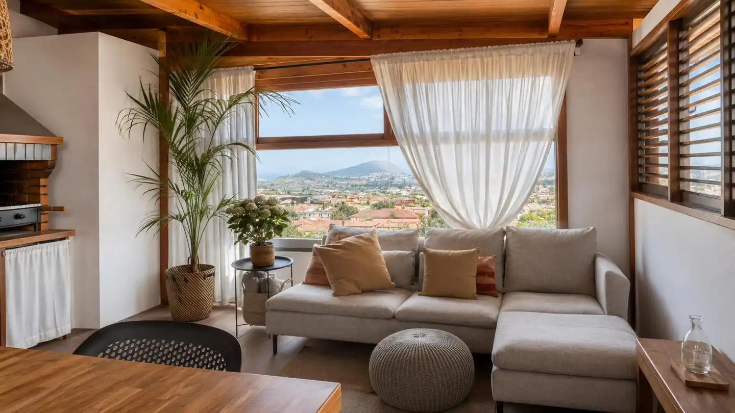 Sala de estar de Casa o chalet de alquiler en Valsequillo de Gran Canaria con Aire acondicionado, Jardín privado y Terraza