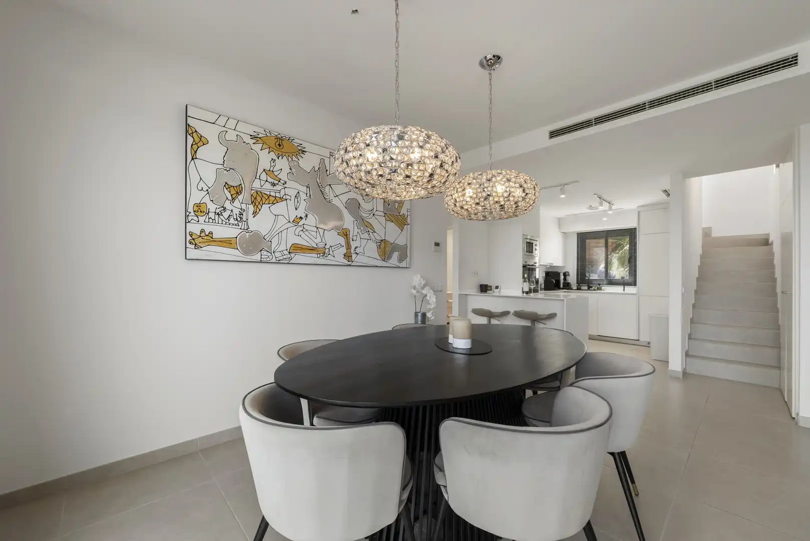 Esszimmer von Dachboden zum Verkauf in Mijas mit Klimaanlage, Terrasse und Schwimmbad