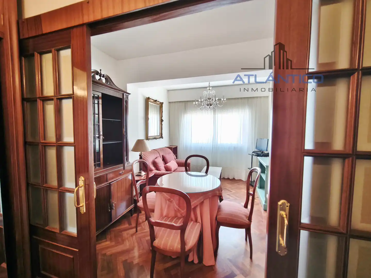 Dining room of Flat for rent in A Coruña Capital   with Heating, Parquet flooring and Furnished