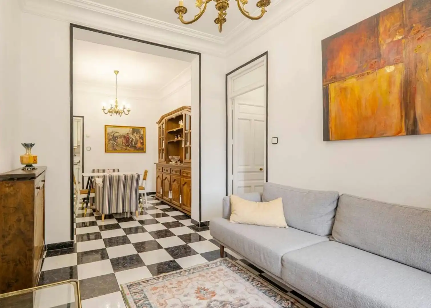 Living room of Flat for rent in Madrid  with Air Conditioner, Heating and Furnished