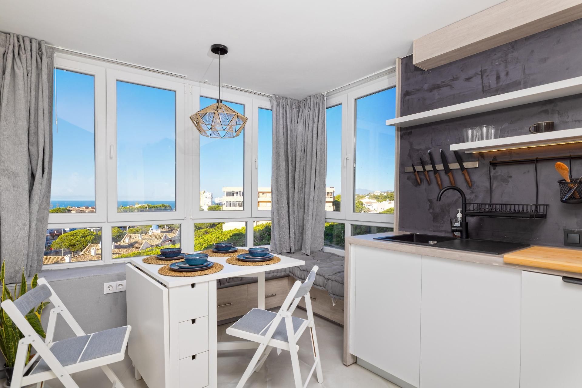 Cocina de Estudio en venta en Mijas con Jardín privado, Terraza y Piscina comunitaria