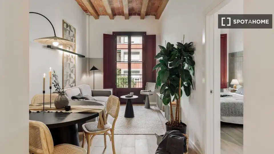 Sala de estar de Piso de alquiler en Barcelona con Aire acondicionado, Calefacción y Amueblado