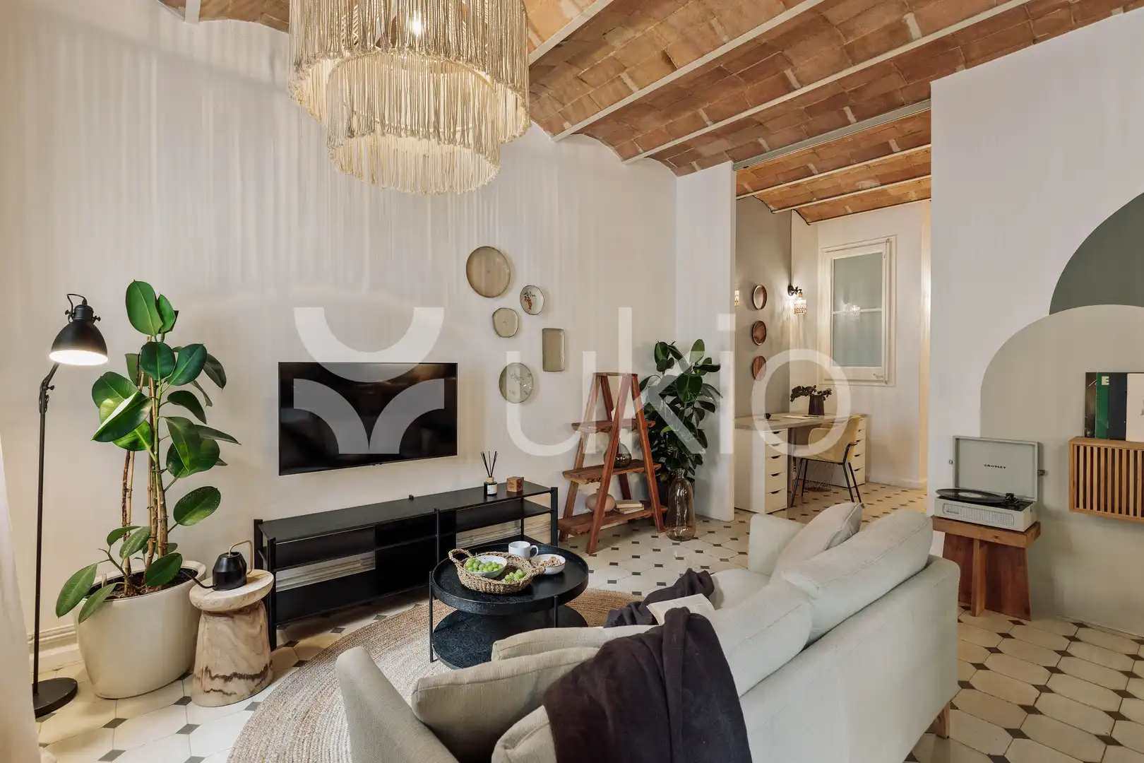 Sala de estar de Apartamento de alquiler en Barcelona con Aire acondicionado, Calefacción y Amueblado