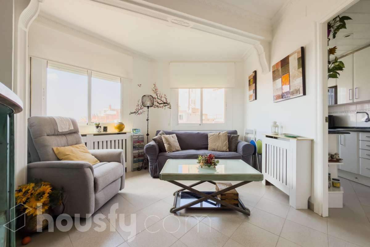 Sala de estar de Piso en venta en  Barcelona Capital con Aire acondicionado, Calefacción y Amueblado