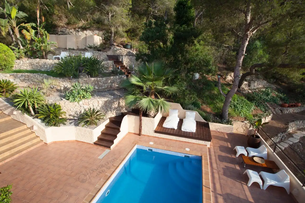 Piscina de Casa o xalet de lloguer en Santa Eulària des Riu amb Aire condicionat, Jardí privat i Terrassa