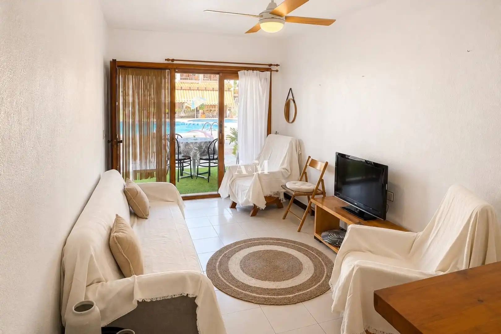 Wohnzimmer von Wohnung zur Miete in Pilar de la Horadada mit Klimaanlage, Heizung und Terrasse