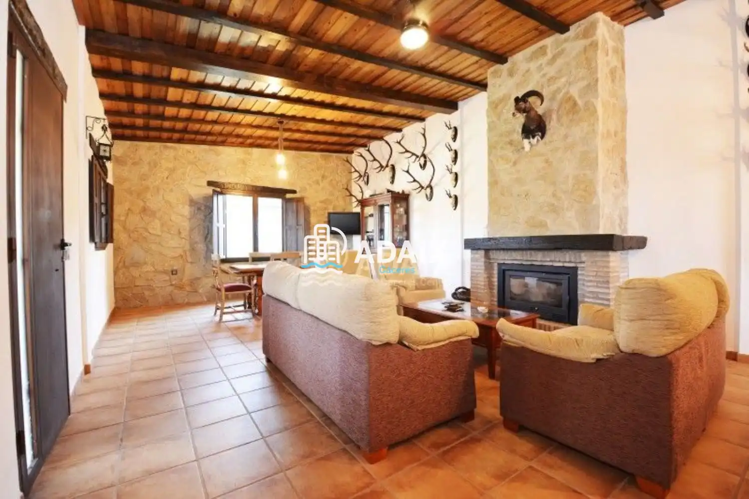 Sala de estar de Finca rústica en venta en Aliseda con Aire acondicionado y Terraza