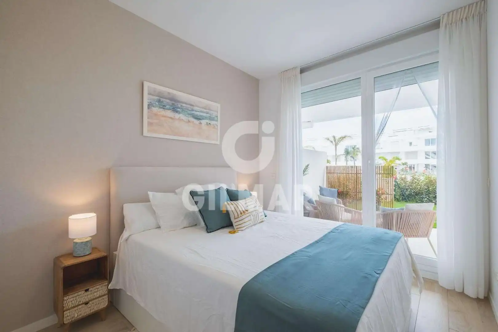 Schlafzimmer von Wohnung zur Miete in Chipiona mit Klimaanlage, Privatgarten und Möbliert