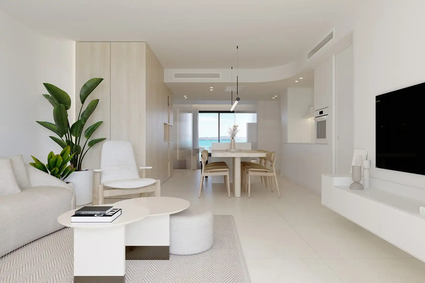 Wohnzimmer von Wohnung zum Verkauf in La Manga del Mar Menor mit Klimaanlage, Heizung und Privatgarten