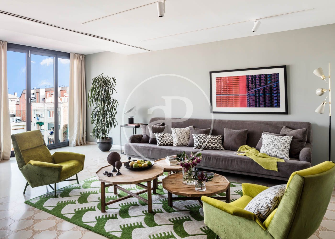 Sala d'estar de Pis de lloguer en  Barcelona Capital amb Aire condicionat, Calefacció i Terrassa