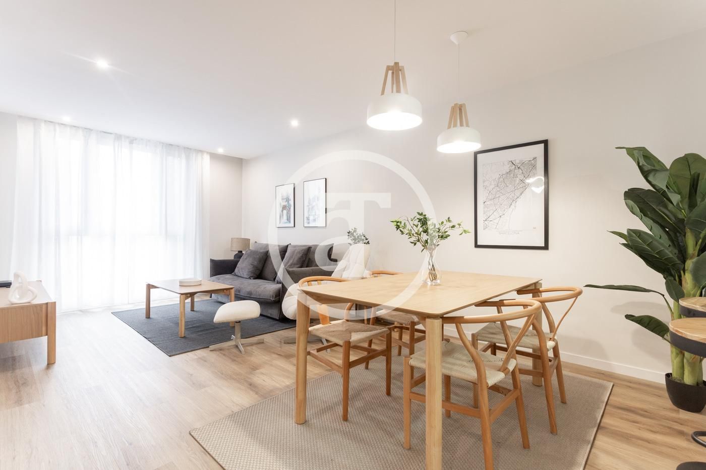 Sala d'estar de Pis de lloguer en  Barcelona Capital amb Aire condicionat, Calefacció i Moblat