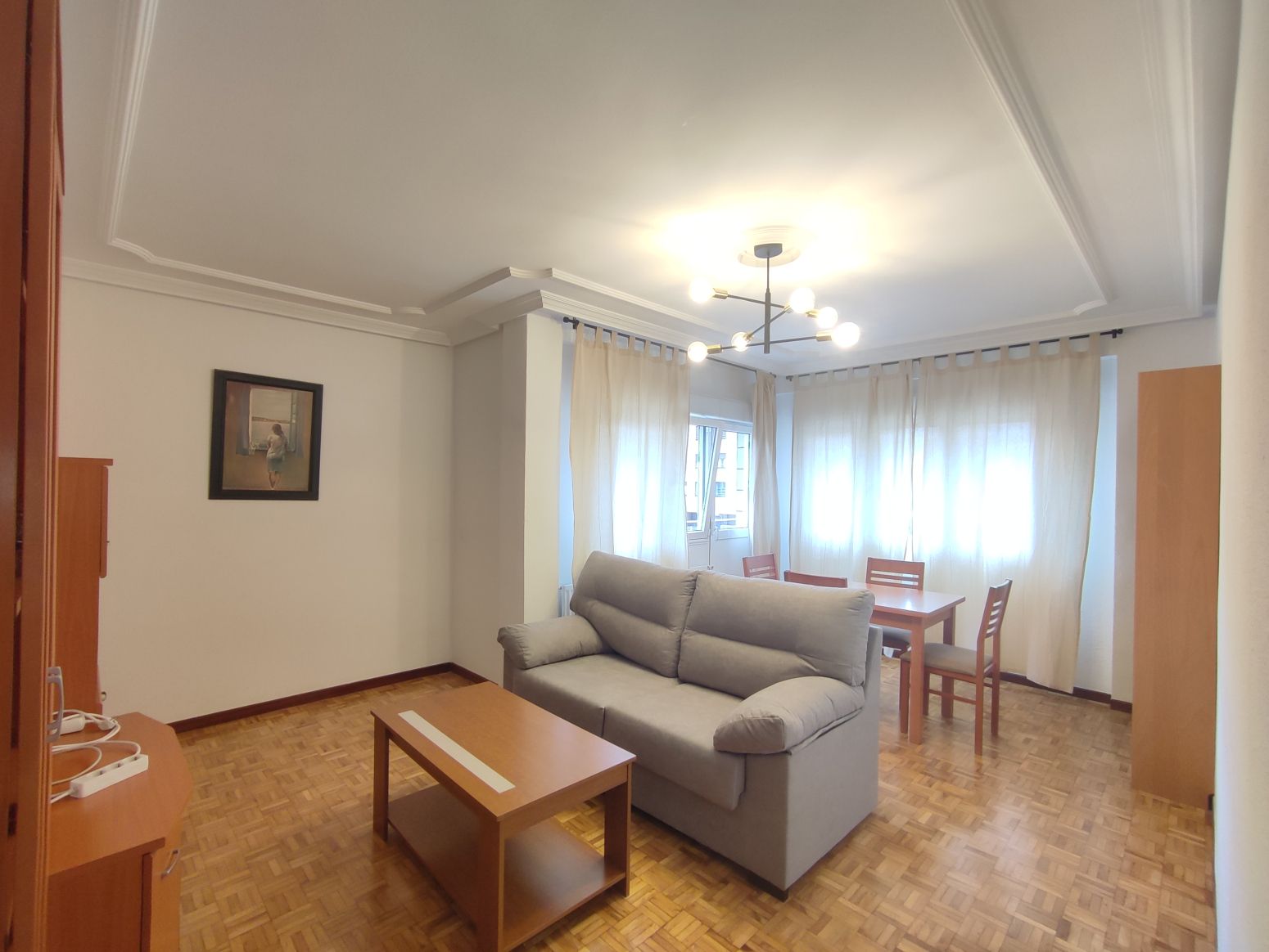 Living room of Flat to rent in Gijón   with Heating, Parquet flooring and Balcony
