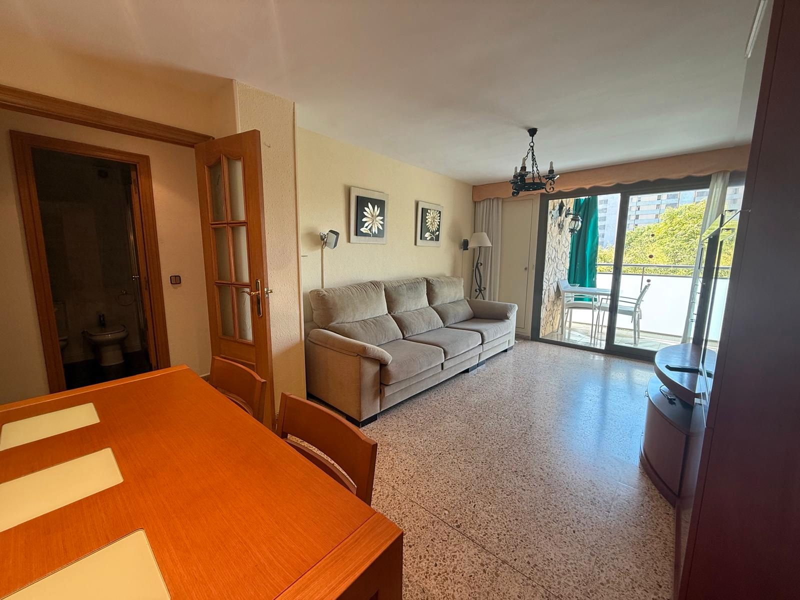 Sala d'estar de Pis en venda en L'Hospitalet de Llobregat amb Aire condicionat, Parquet i Moblat