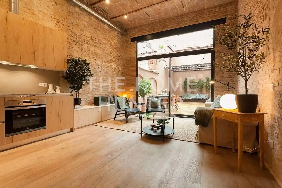 Wohnzimmer von Wohnung zum Verkauf in Barcelona mit Heizung, Privatgarten und Terrasse