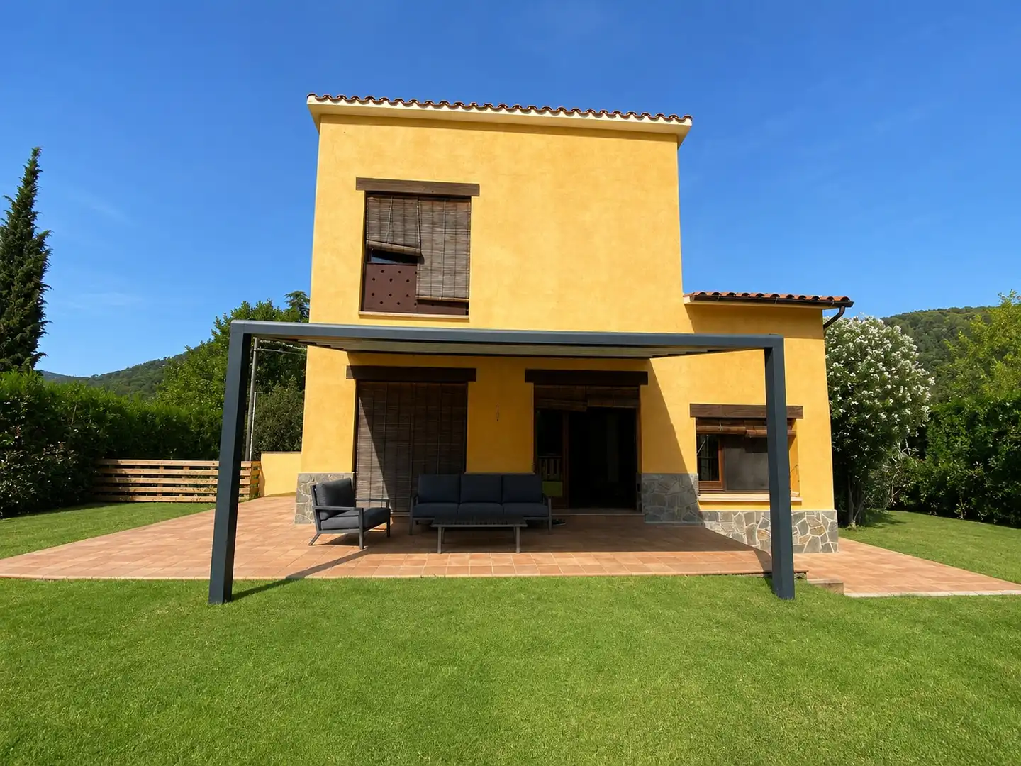 Terrace of Houses for rent in Sant Martí de Llémena  with Air Conditioner, Heating and Private garden