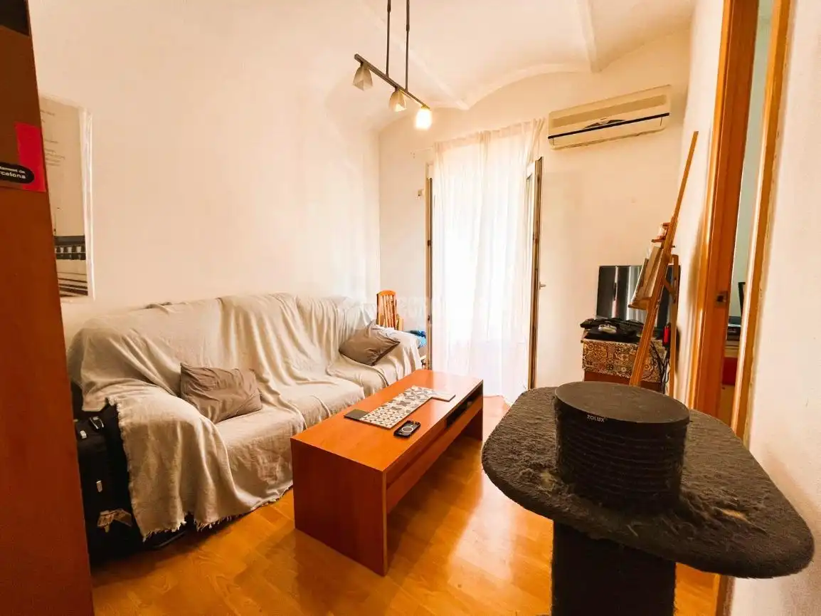 Sala de estar de Piso en venta en L'Hospitalet de Llobregat con Parquet y Balcón