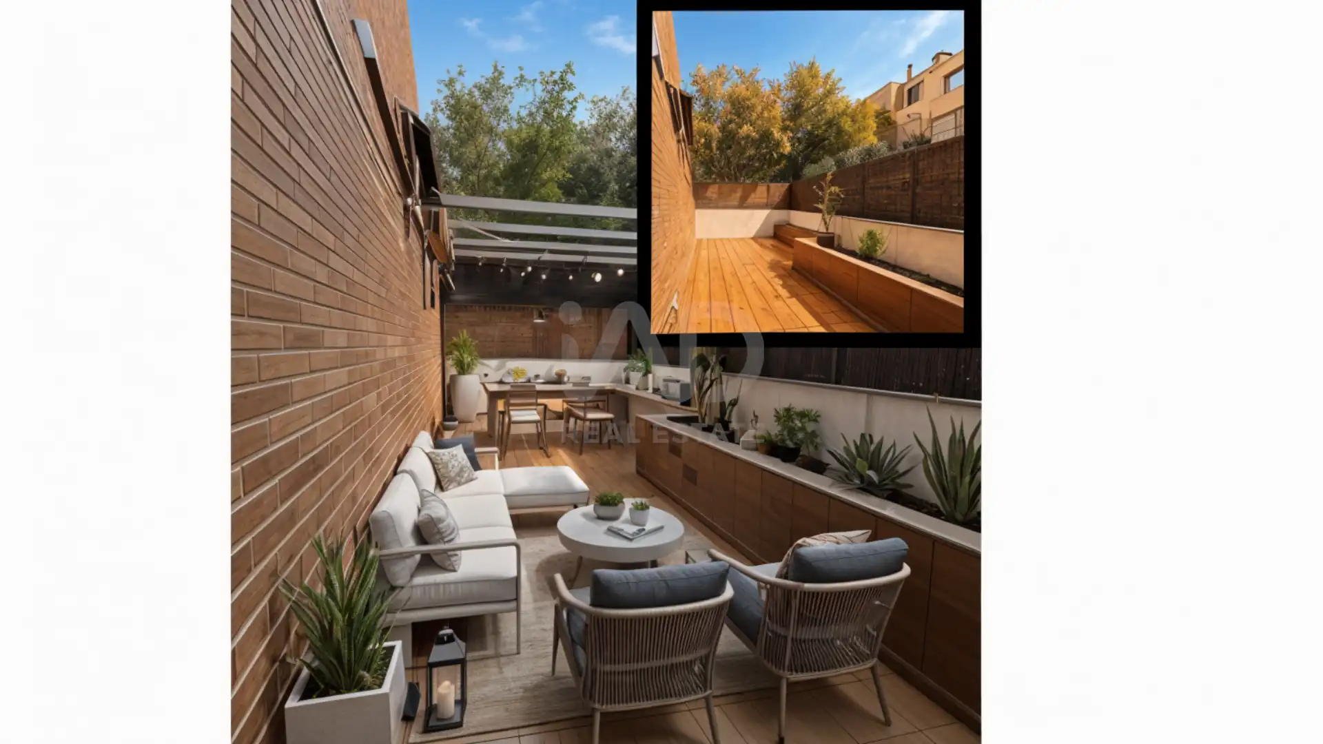 Terrasse von Einfamilien-Reihenhaus zum Verkauf in Barcelona mit Klimaanlage, Heizung und Terrasse