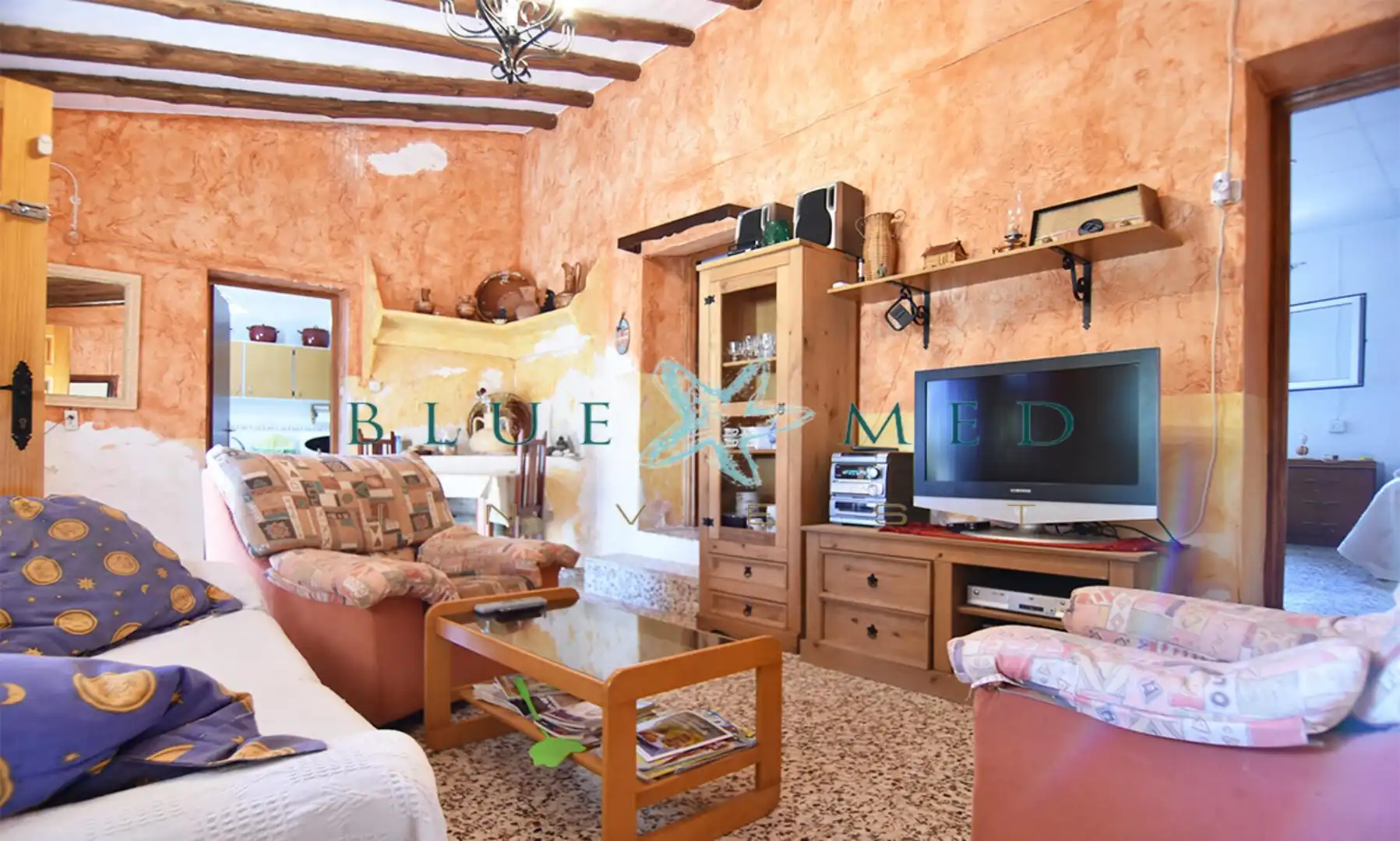 Sala d'estar de Casa o xalet en venda en Mazarrón amb Aire condicionat, Calefacció i Jardí privat