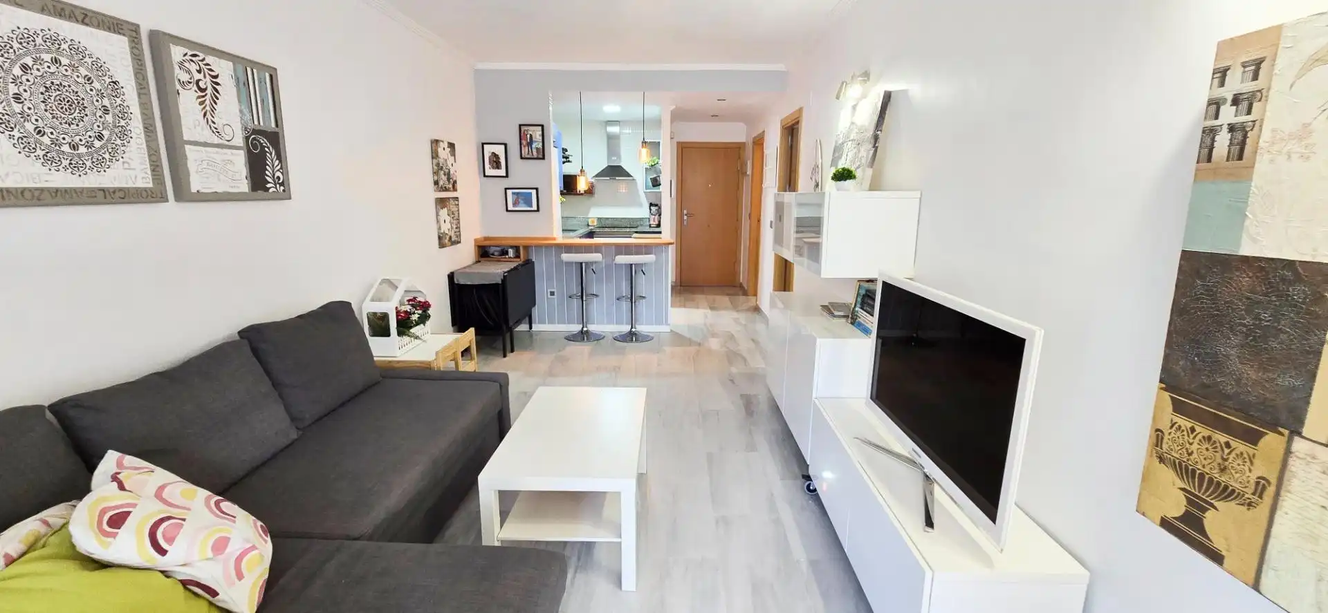 Wohnzimmer von Wohnungen zur Miete in Villajoyosa / La Vila Joiosa mit Klimaanlage, Privatgarten und Terrasse