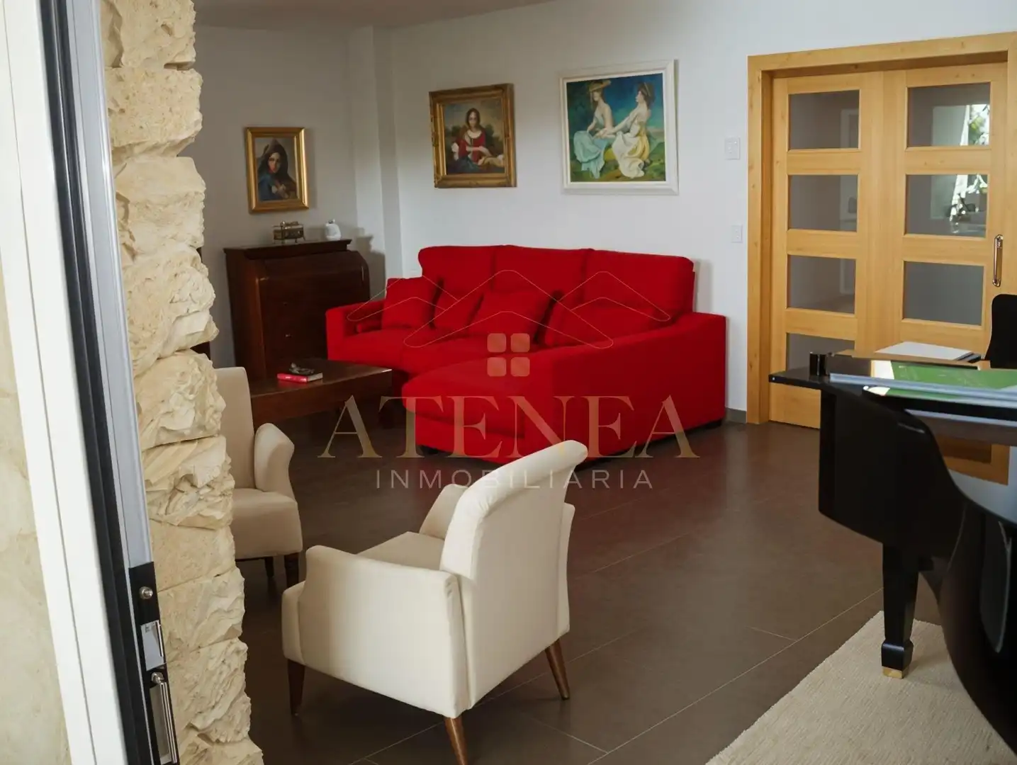 Sala d'estar de Casa adosada en venda en Chinchilla de Monte-Aragón amb Calefacció, Jardí privat i Traster